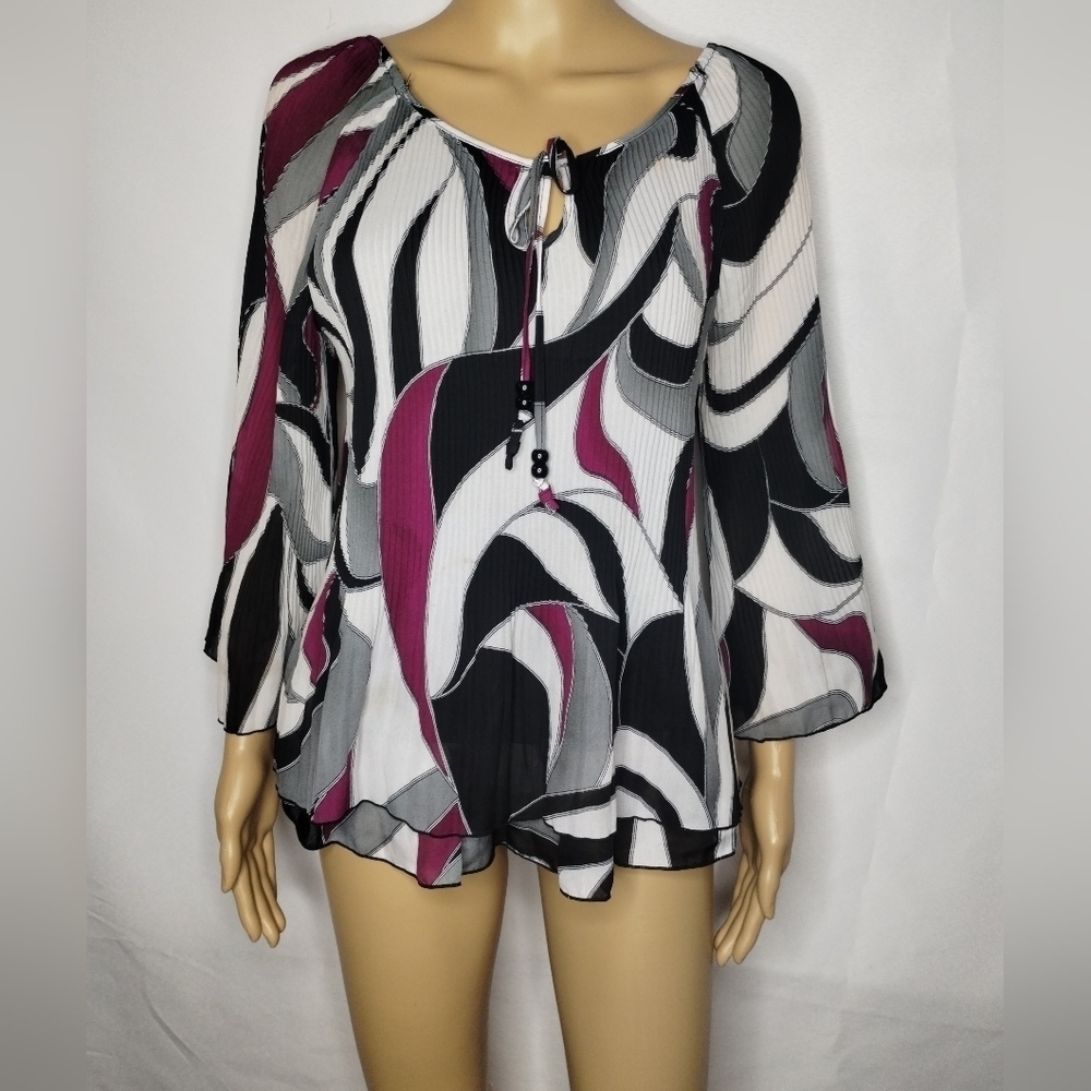 Signature by Larry Levine long sleeve women's size large blouse shirt top